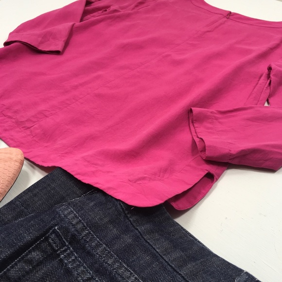 J. Crew | Pink 100% Silk 3/4 Sleeve Blouse - Picture 5 of 6